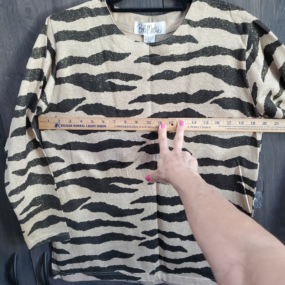 Bob Mackie Vintage tunic style top TIGER Gold Black Size P/M Designer - Picture 8 of 16